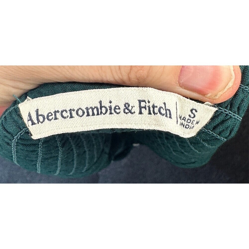 Abercrombie & Fitch Blouse Womens Size S Green Floral Sweetheart Tie - Picture 2 of 8